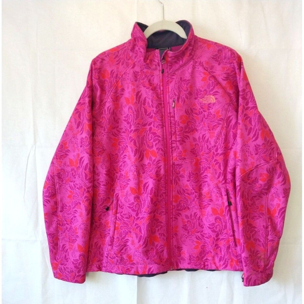 The North Face Womans Apex Bionic Pink Floral Fleece Lined Soft Shell Jacket XXL - Picture 3 of 12